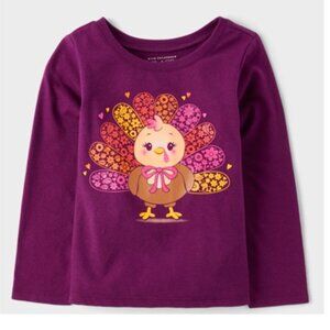 “Cutest Lil’ Turkey” Graphic Tee – Wine/Plum (Girls 2T)‎ BRAND-NEW & SUPER CUTE!